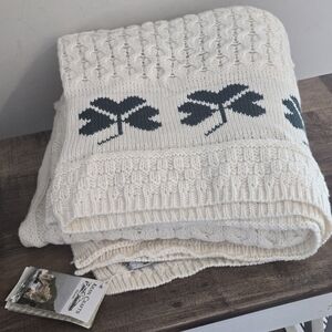 Aran Crafts 100% Merino Wool Shamrock Throw Blanket 50 x 60 NWT